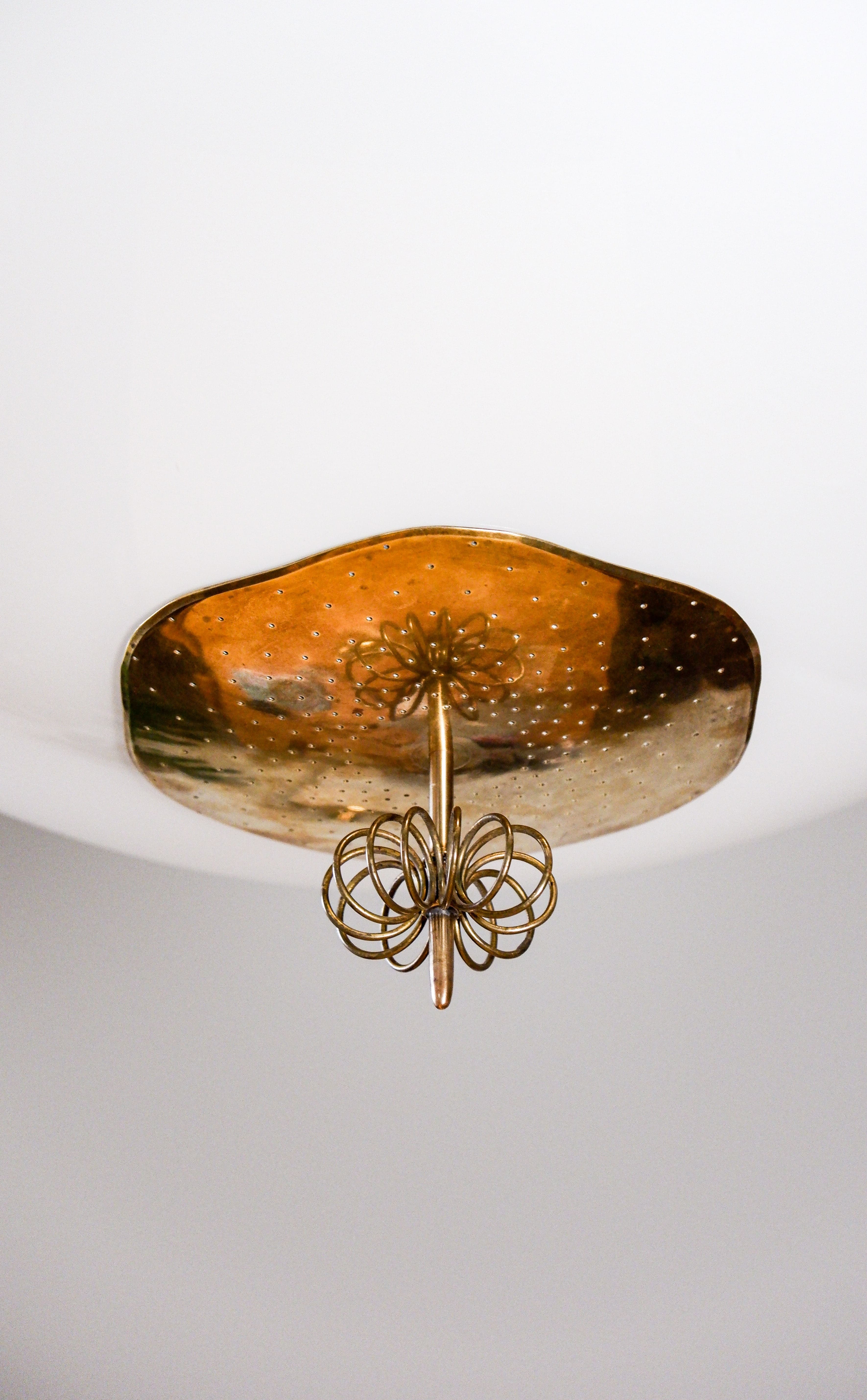 Paavo Tynell Oversized chandelier circa 1940, Opal & brass.