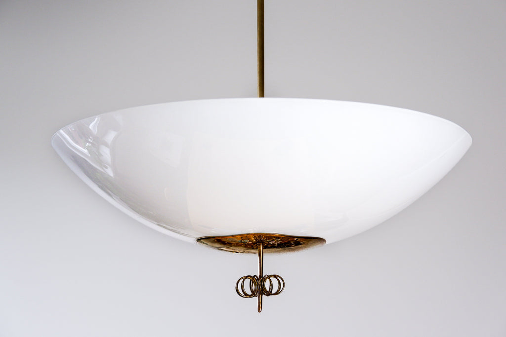 Paavo Tynell Oversized chandelier circa 1940, Opal & brass.
