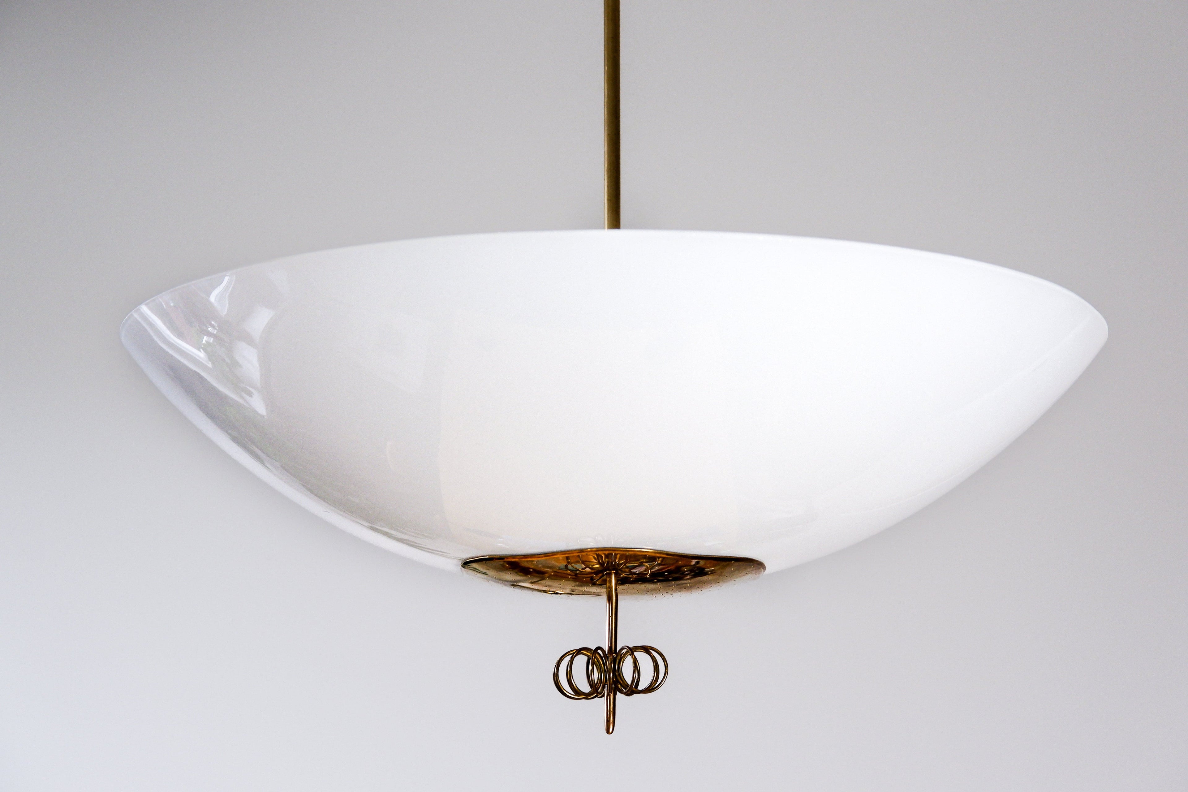 Paavo Tynell Oversized chandelier circa 1940, Opal & brass.