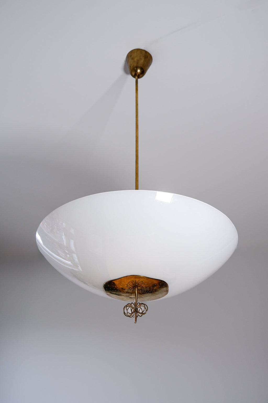 Paavo Tynell Oversized chandelier circa 1940, Opal & brass.
