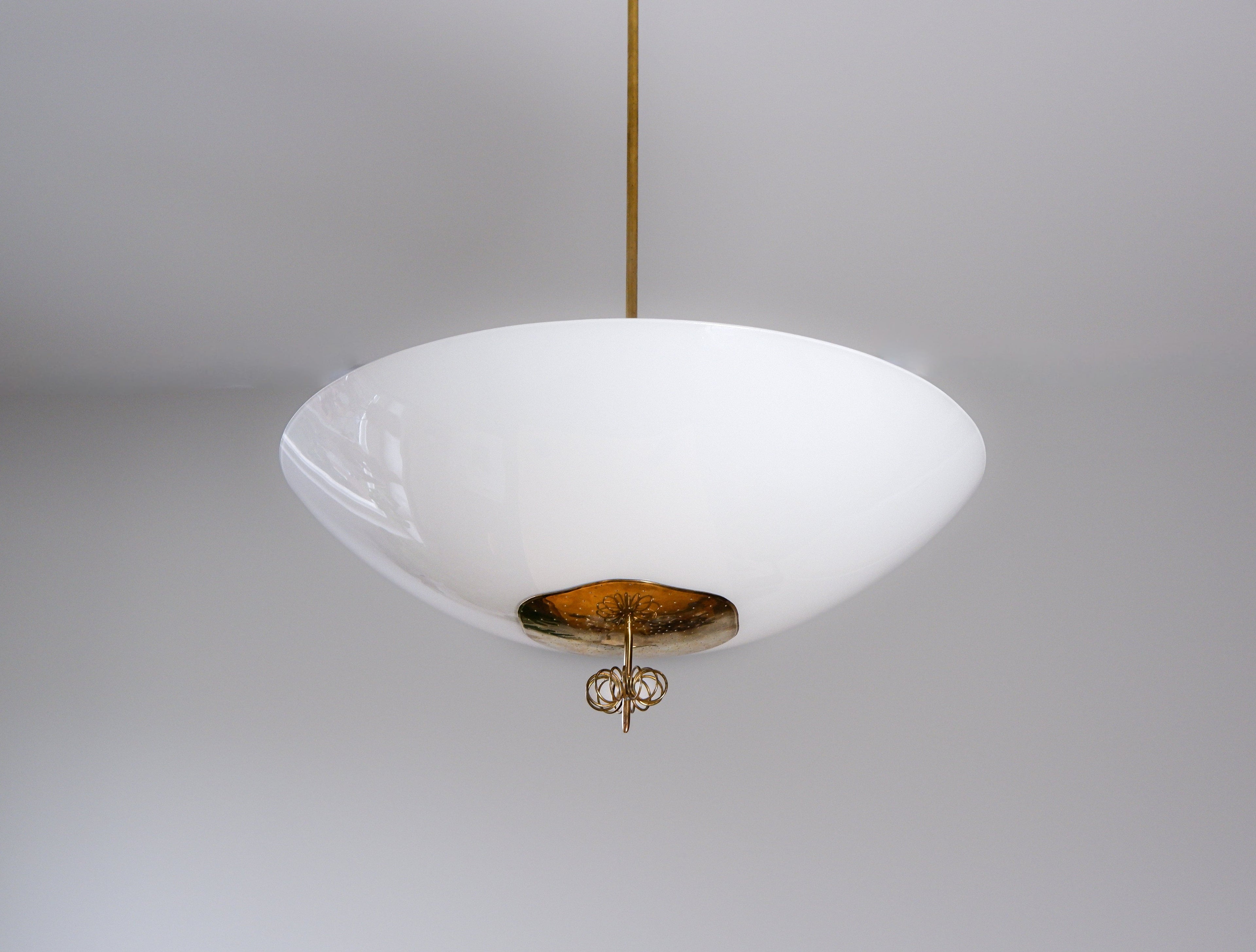 Paavo Tynell Oversized chandelier circa 1940, Opal & brass.
