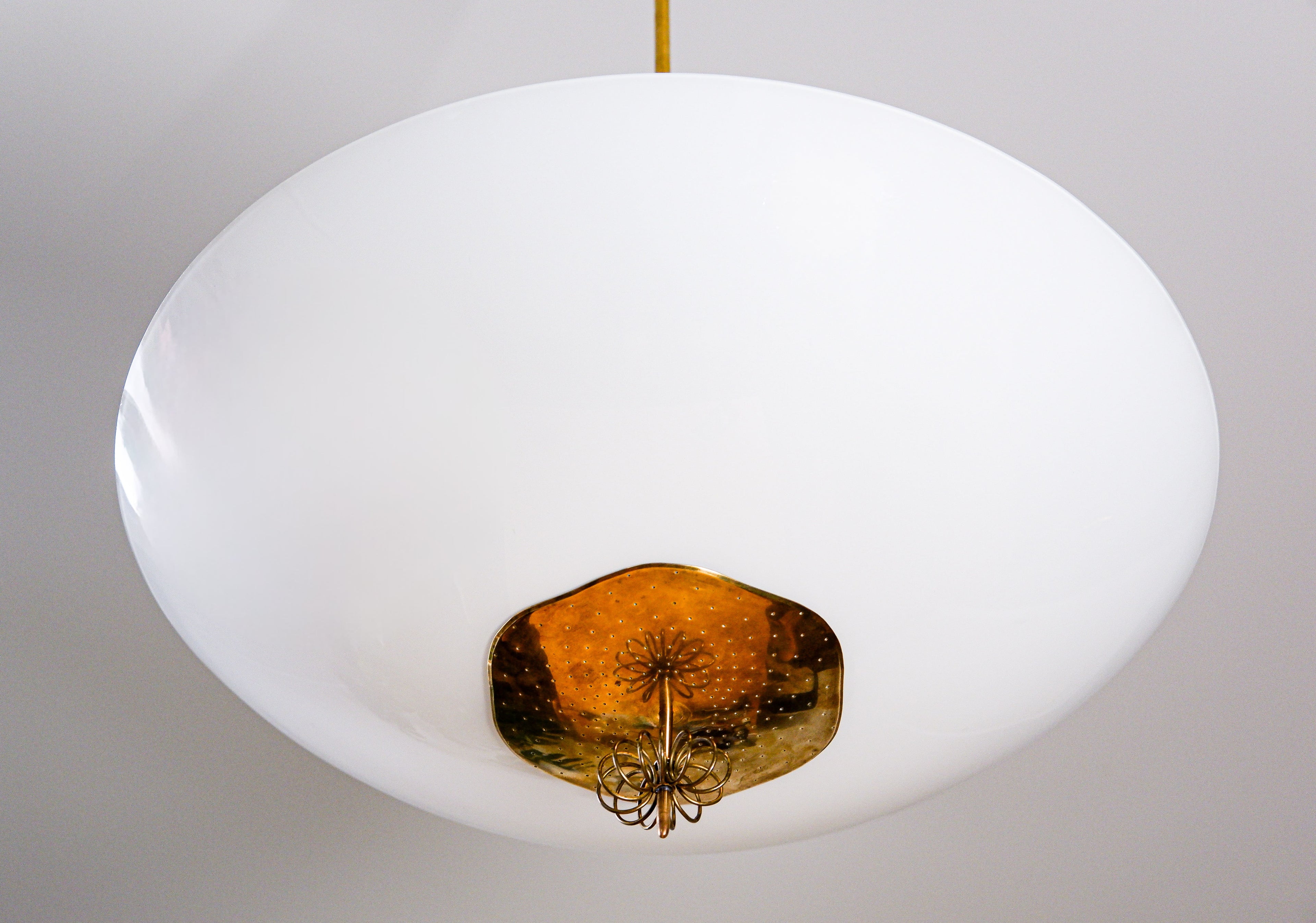 Paavo Tynell Oversized chandelier circa 1940, Opal & brass.