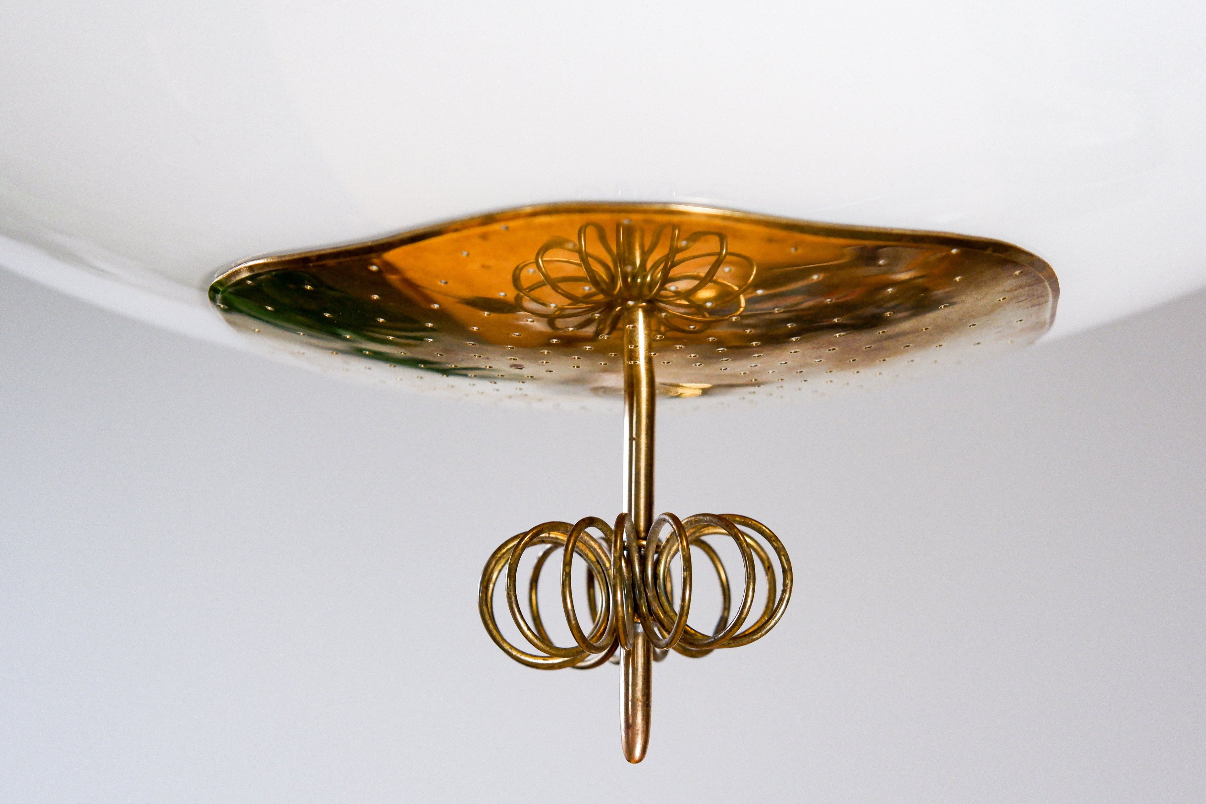 Paavo Tynell Oversized chandelier circa 1940, Opal & brass.