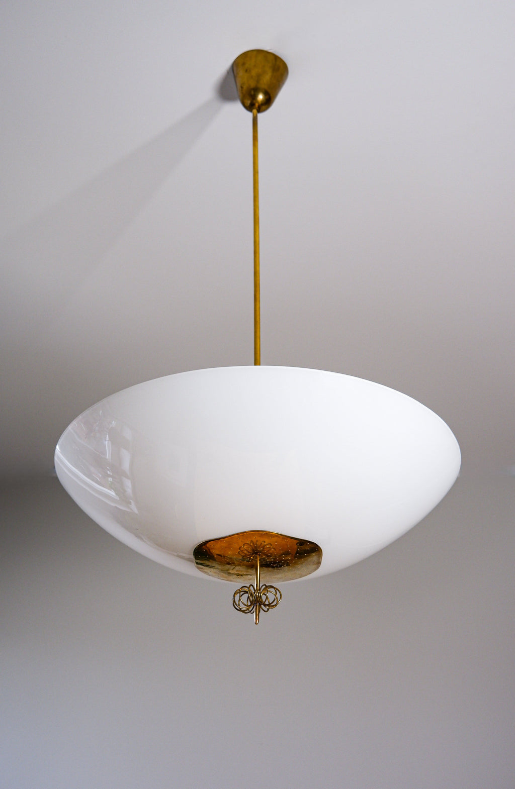 Paavo Tynell Oversized chandelier circa 1940, Opal & brass.