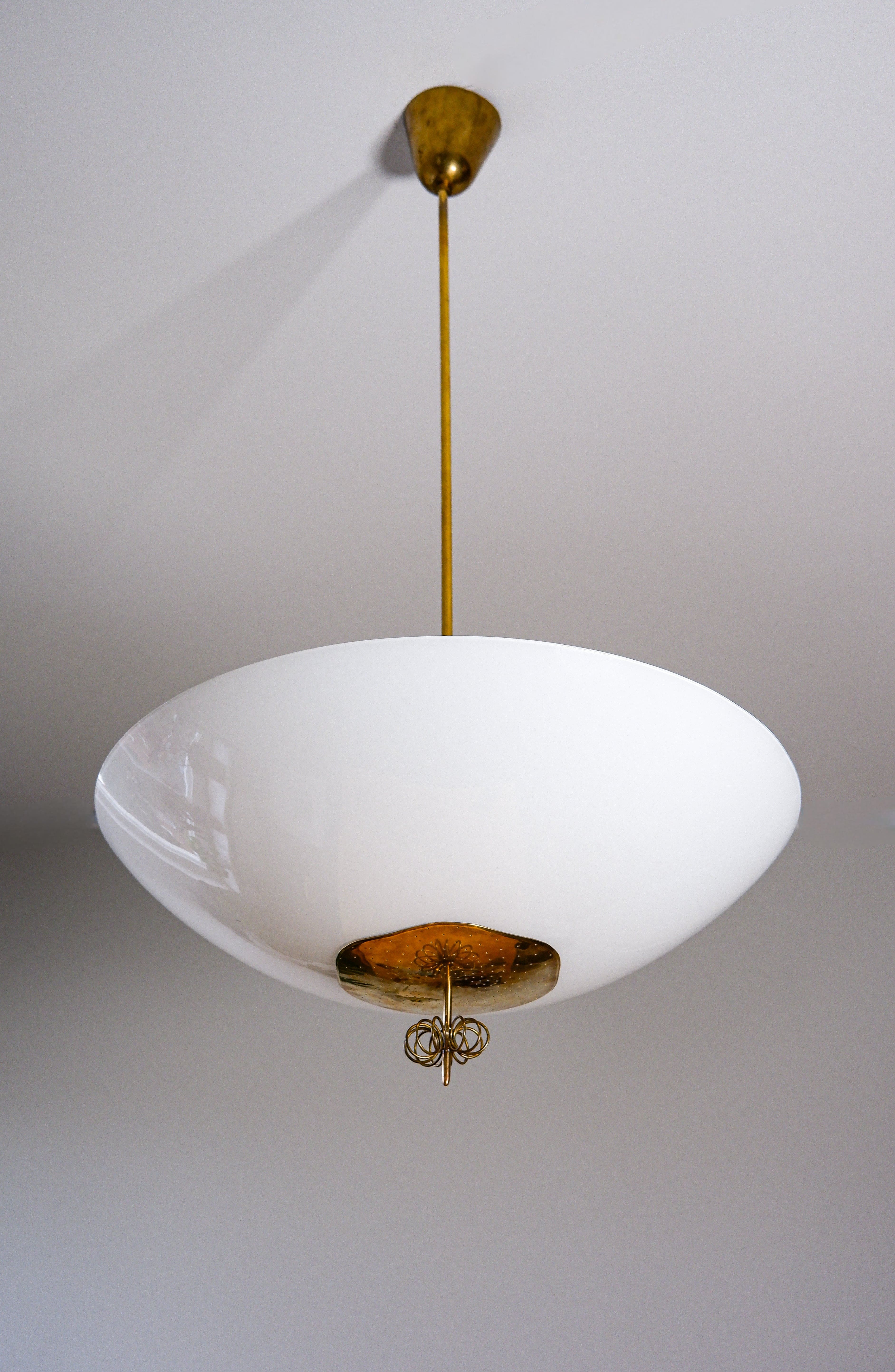 Paavo Tynell Oversized chandelier circa 1940, Opal & brass.